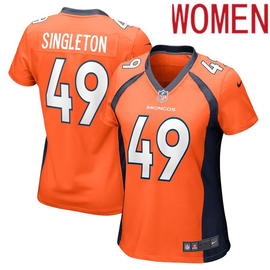 Women Denver Broncos #49 Alex Singleton Nike Orange Game Player NFL Jersey